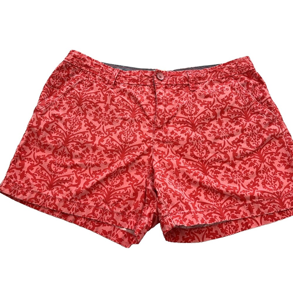 G H Bass Womens Shorts Size 10 Coral Pink Floral Pockets Flat Front Boho Beachy